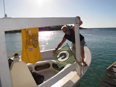 Serious PACKER Fans — West End, Roatan, Honduras