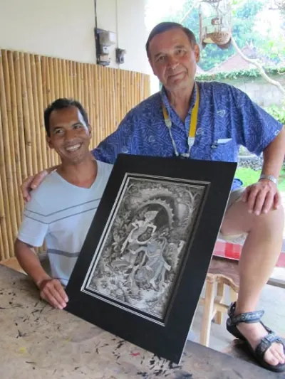 George is now the proud owner of two lovely pieces of Traditional Balinese Art.